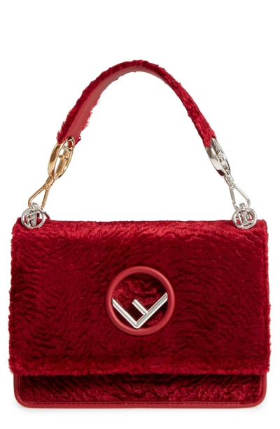 Shop Fendi Kan I Logo Velvet Shoulder Bag - Red
