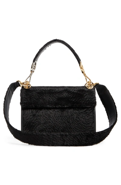 Shop Fendi Kan I Logo Velvet Shoulder Bag - Black