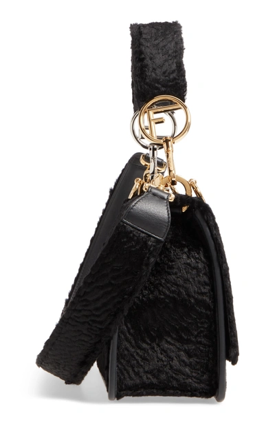 Shop Fendi Kan I Logo Velvet Shoulder Bag - Black