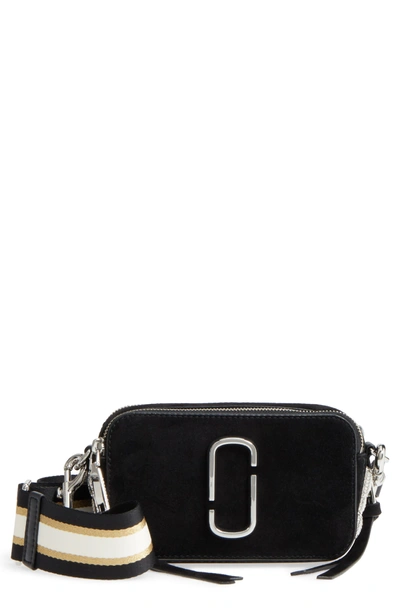 Shop Marc Jacobs Snapshot Leather Pave Chain Trim Crossbody Bag - Black