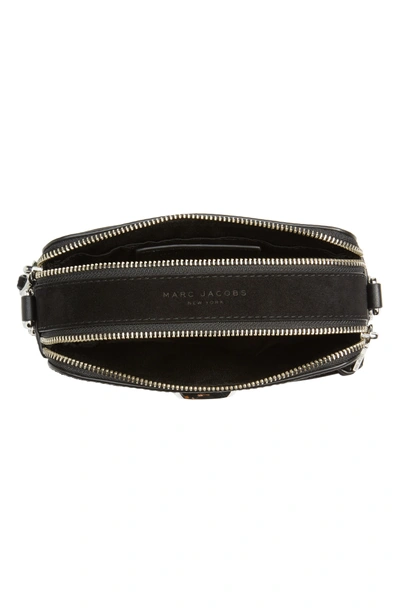 Shop Marc Jacobs Snapshot Leather Pave Chain Trim Crossbody Bag - Black