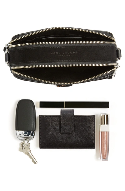 Shop Marc Jacobs Snapshot Leather Pave Chain Trim Crossbody Bag - Black