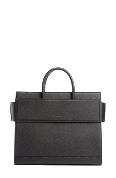 Shop Givenchy Medium Horizon Grained Calfskin Leather Tote - Black