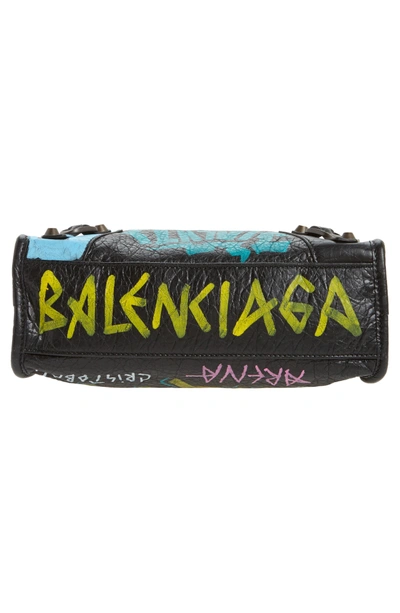 Shop Balenciaga Mini City Graffiti Leather Tote In Noir/ Multi Color