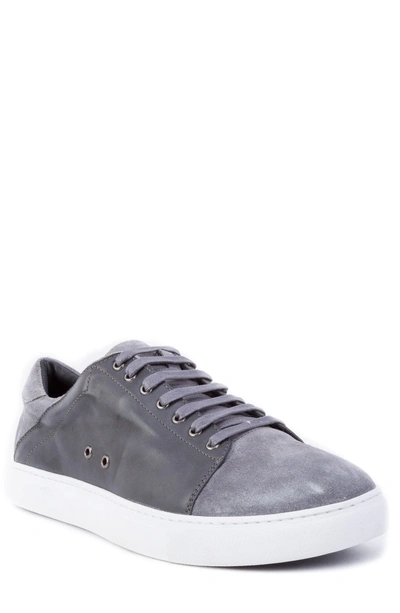 Shop Zanzara Record Low Top Sneaker In Grey Suede/ Leather