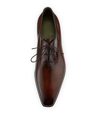 Shop Berluti Alessandro Demesure Leather Oxfords With Leather Sole In Td Moro