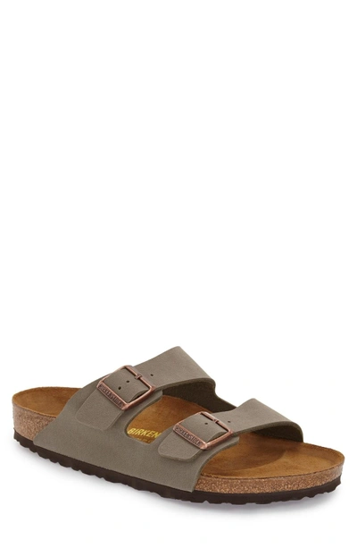 Shop Birkenstock 'arizona' Slide Sandal In Stone Faux Leather