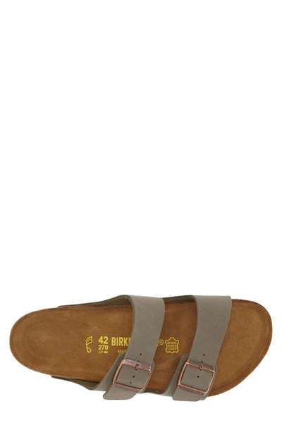 Shop Birkenstock 'arizona' Slide Sandal In Stone Faux Leather