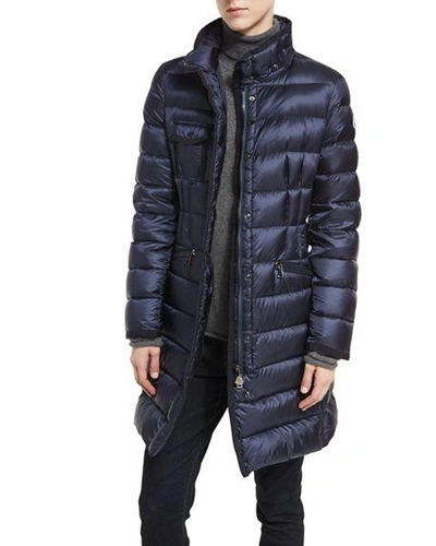 Shop Moncler Hermine Hooded Puffer Jacket In Navy