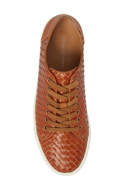 Shop Donald Pliner Alto Woven Low Top Sneaker In Saddle Leather