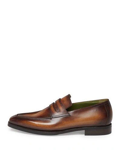 Shop Berluti Andy Leather Loafer, Tobacco