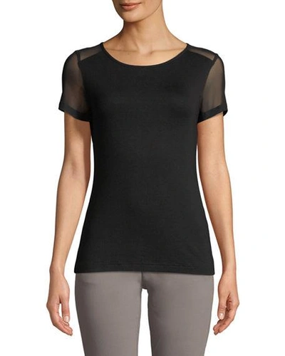 Shop Anatomie Melissa Sheer-panel Short-sleeve T-shirt In Black