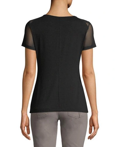 Shop Anatomie Melissa Sheer-panel Short-sleeve T-shirt In Black