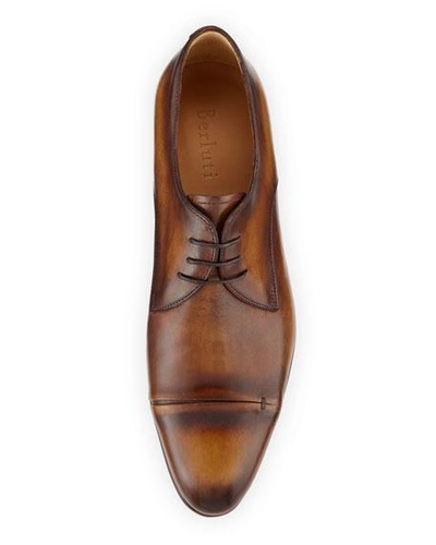 Shop Berluti Gaspard Slash-toe Leather Shoe, Brown