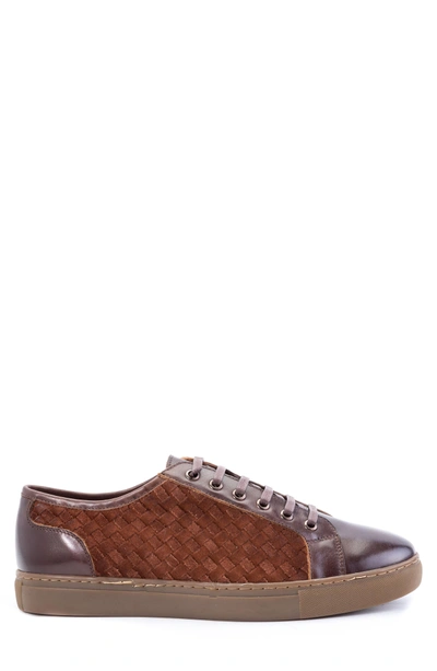 Shop Zanzara Player Woven Low Top Sneaker In Brown Leather/ Suede