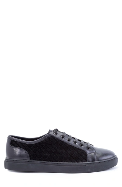 Shop Zanzara Player Woven Low Top Sneaker In Black Leather/ Suede