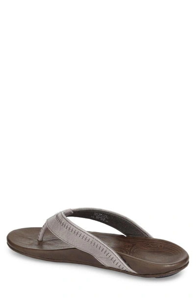 Shop Olukai 'hiapo' Flip Flop In Grey/ Seal Brown