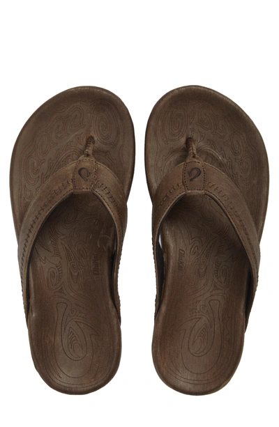 Shop Olukai 'hiapo' Flip Flop In Caldera/ Caldera Leather