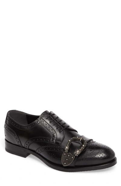 Shop Gucci Queercore Brogue Shoe In Black