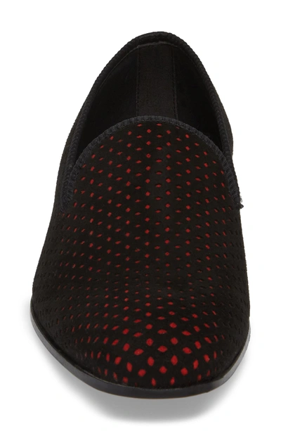 Shop Mezlan Cibeles Venetian Loafer In Black/ Red Suede