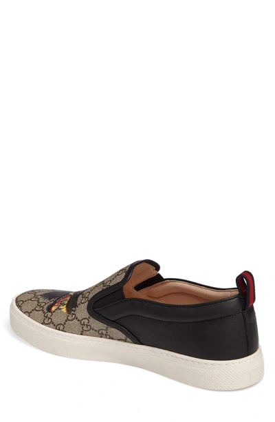 Shop Gucci Wolf Gg Supreme Slip-on Sneaker In Beige/ Ebony