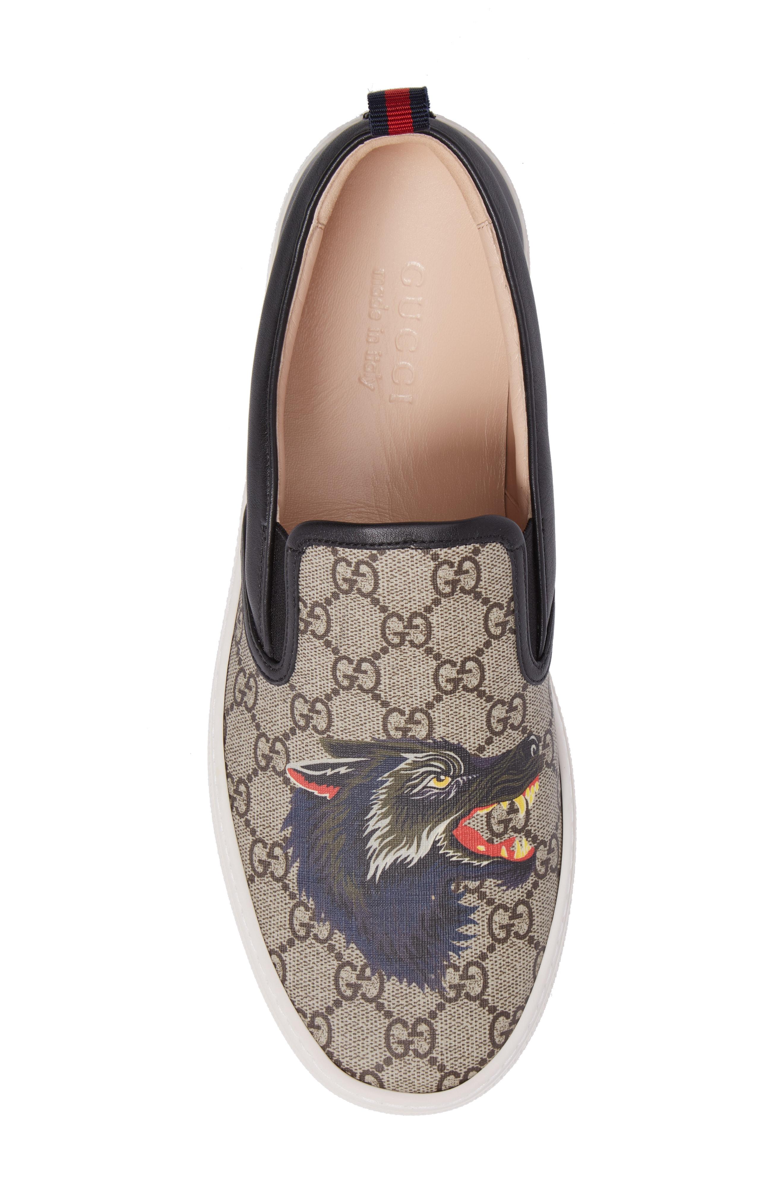 Gucci Dublin Wolf-print Canvas Skate Shoes In Brown | ModeSens