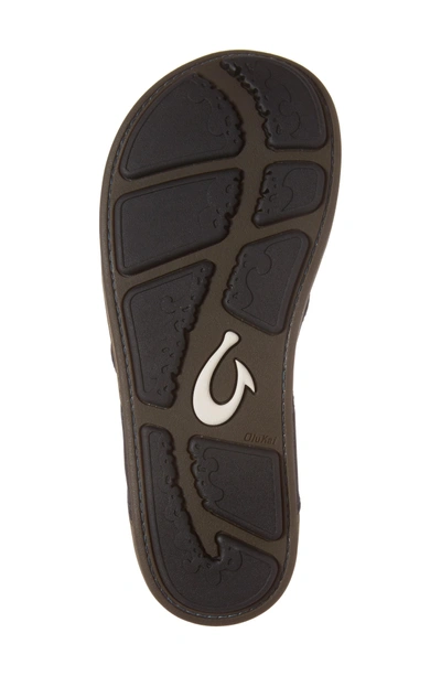 Shop Olukai 'nui' Leather Flip Flop In Trench Blue/ Clay Leather