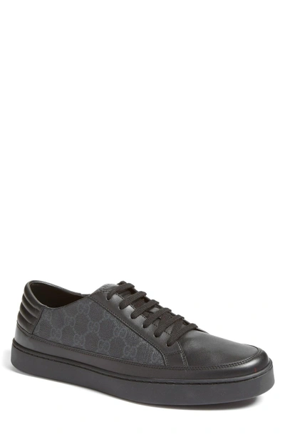 Shop Gucci 'common' Low-top Sneaker In Black/ Graphite Leather