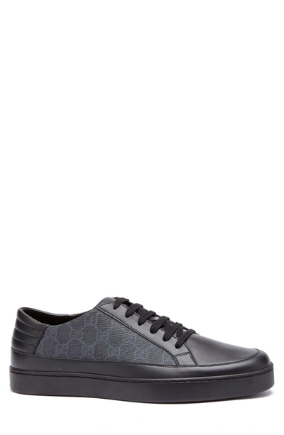 Shop Gucci 'common' Low-top Sneaker In Black/ Graphite Leather