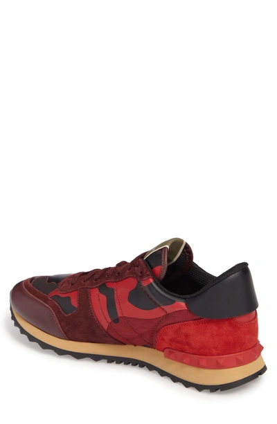 Shop Valentino Camo Rockrunner Sneaker In Scarlett