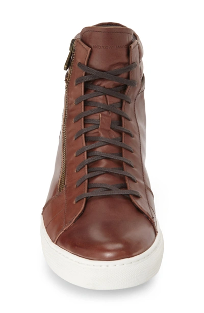 Shop Andrew Marc Remsen Sneaker In Brown/ White Leather