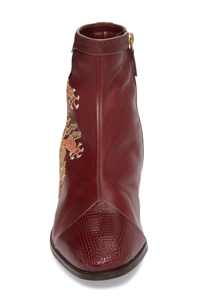 Shop Gucci Dragon Leather Boot In Bordeaux