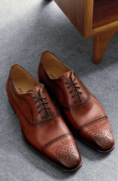 Shop Magnanni Martino Cap Toe Oxford In Cognac Leather