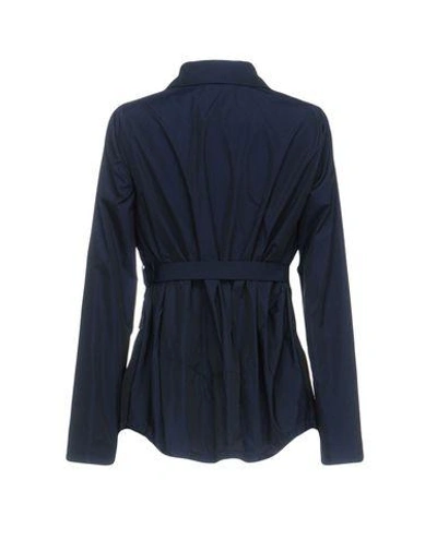 Shop Aspesi Belted Coats In Dark Blue