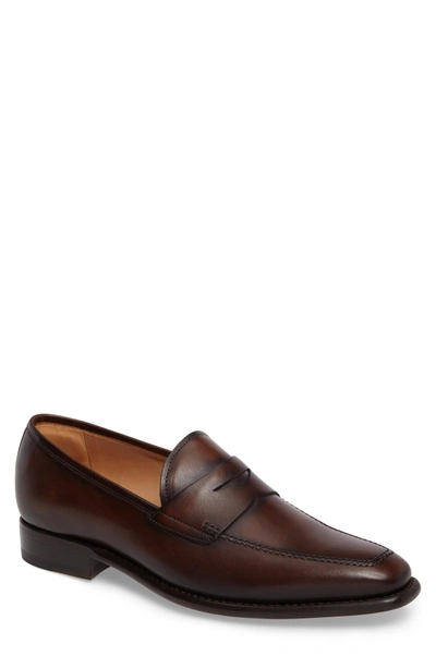 Shop Mezlan Claude Penny Loafer In Brown Leather