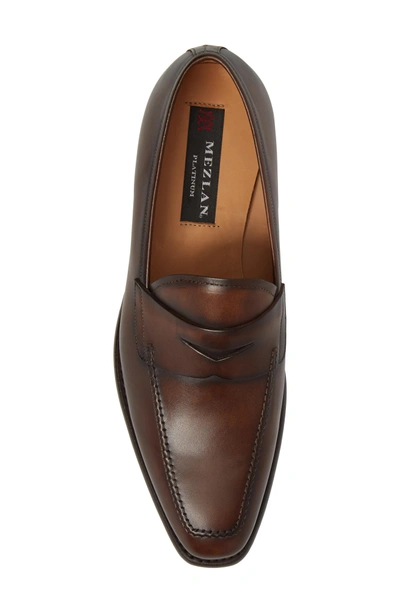 Shop Mezlan Claude Penny Loafer In Brown Leather