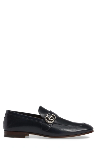 Shop Gucci Donnie Bit Loafer In Dark Marine Leather