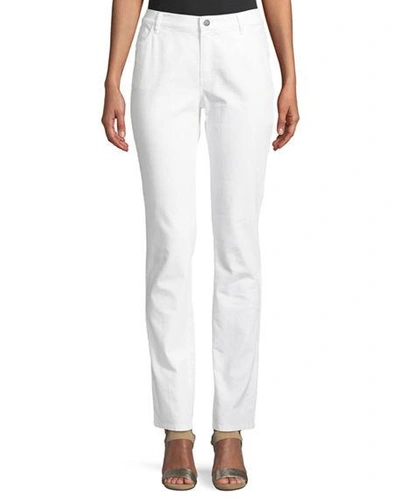 Shop Lafayette 148 Thompson Yarn-dyed Denim Slim-leg Jeans In White