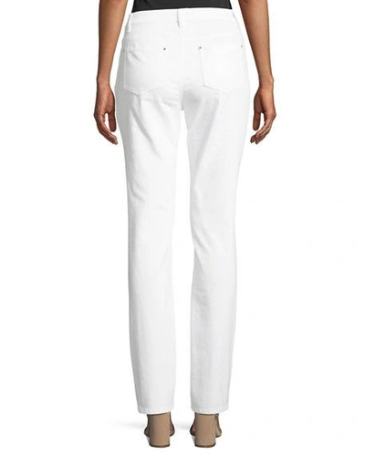 Lafayette 148 Thompson Dynamic Herringbone Jacquard Slim-leg Jeans In White