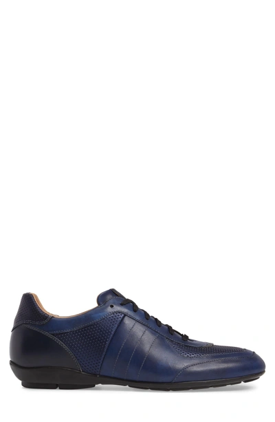 Shop Mezlan Redon Embossed Sneaker In Blue Leather