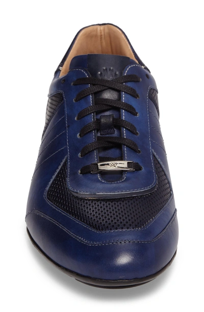 Shop Mezlan Redon Embossed Sneaker In Blue Leather