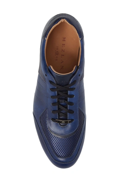 Shop Mezlan Redon Embossed Sneaker In Blue Leather