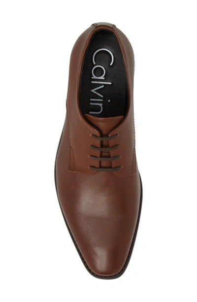 Shop Calvin Klein 'ramses' Plain Toe Derby In Tan Leather