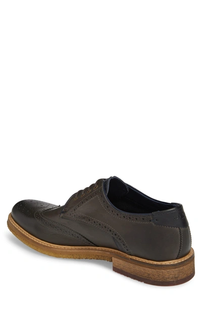 Shop Ted Baker Prycce Wingtip Derby In Grey Leather