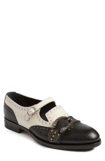 Shop Gucci Queercore Brogue Monk Shoe In Black White Multi