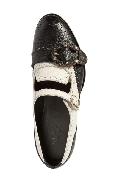 Shop Gucci Queercore Brogue Monk Shoe In Black White Multi