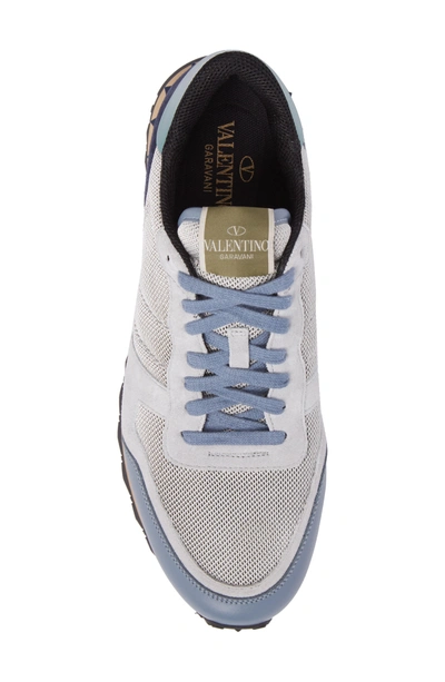 Shop Valentino Nylon Rockrunner Sneaker In Gris