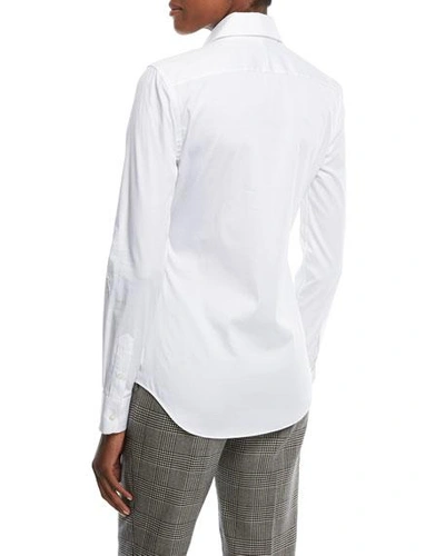 Shop Ralph Lauren Charmain Stretch Poplin Shirt In White