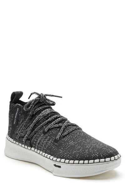 Shop Brandblack Delta Arrows Mid Top Knit Sneaker In Black/ White