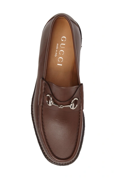 Shop Gucci Classic Lug Sole Moccasin In Brown